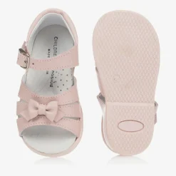 Girls Pink Leather Sandals