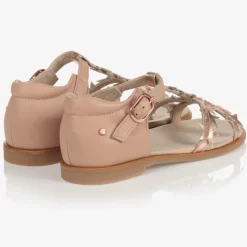 Girls Pink Leather Sandals