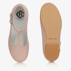 Girls Pink Leather T-Bar Shoes