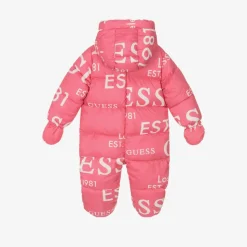 Girls Pink Logo Print Snowsuit