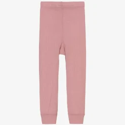 Girls Pink Merino Wool Leggings
