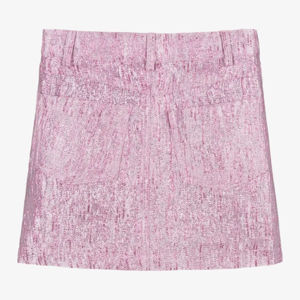 Girls Pink Metallic Jacquard Skirt