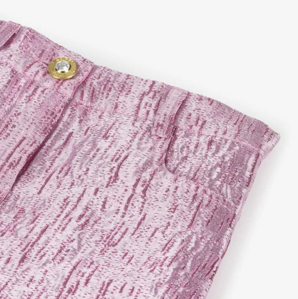 Girls Pink Metallic Jacquard Skirt