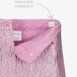 Girls Pink Metallic Jacquard Skirt