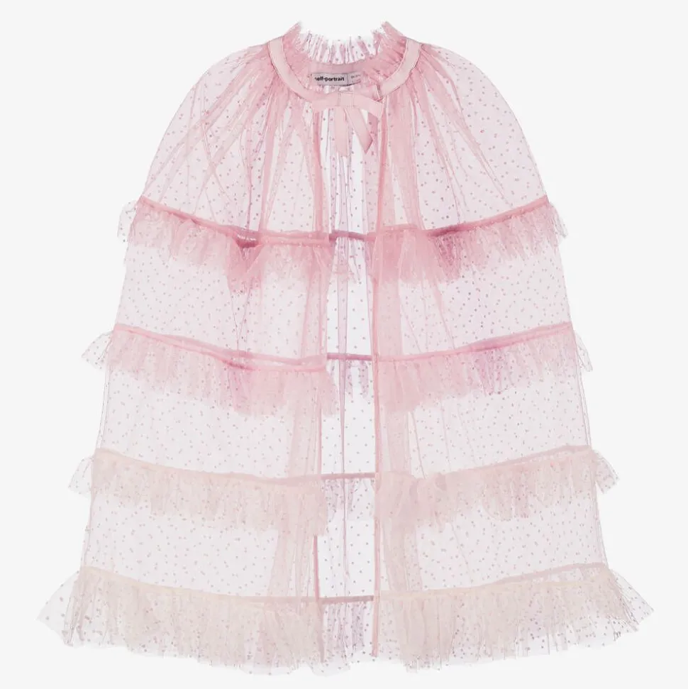 Girls Pink Ombré Tulle Cape