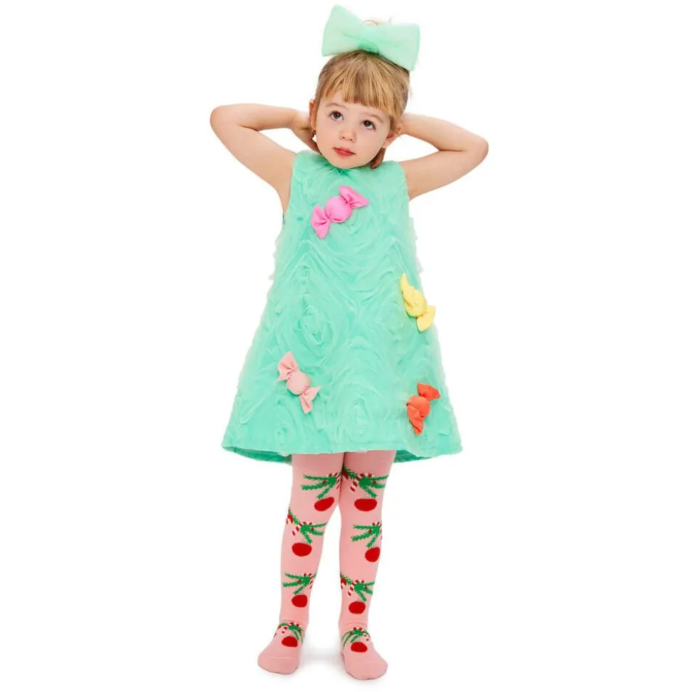 Girls Pink Organic Cotton Festive Tights