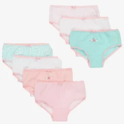 Girls Pink Organic Cotton Knickers (7 Pack)