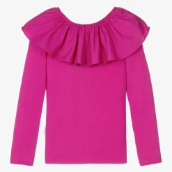Girls Pink Organic Cotton Ruffle Top