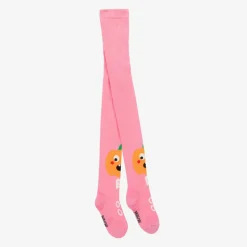 Girls Pink Organic Cotton Pumpkin Tights