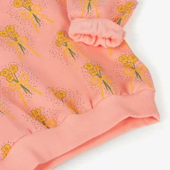 Girls Pink Organic Cotton Floral Sweatshirt