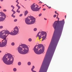 Girls Pink Organic Cotton Cats Joggers