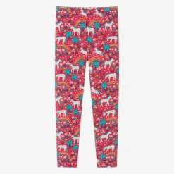 Girls Pink Organic Cotton Horse Leggings