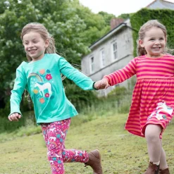 Girls Pink Organic Cotton Horse Leggings