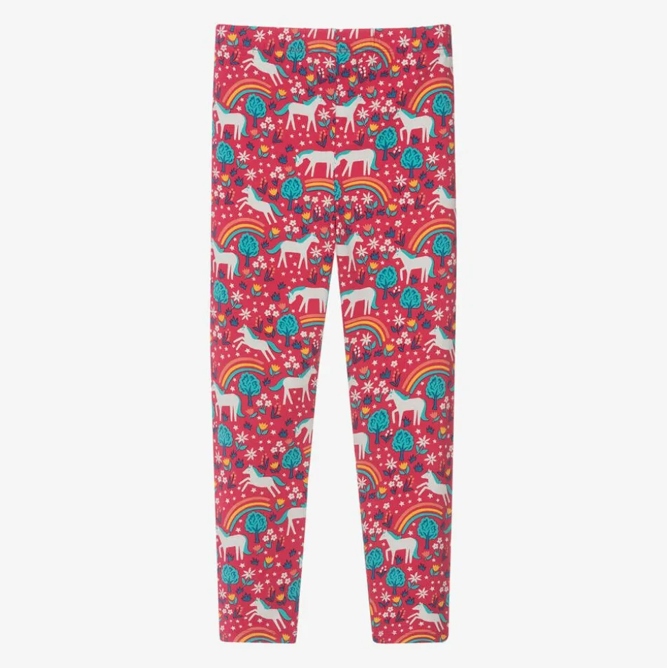 Girls Pink Organic Cotton Horse Leggings