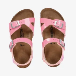 Girls Pink Patent Faux Leather Sandals