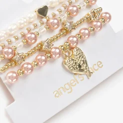 Girls Pink Pearl Bracelets (5 Pack)