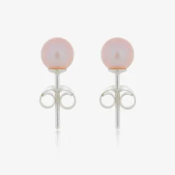 Girls Pink Pearl Earrings (5mm)