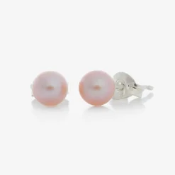 Girls Pink Pearl Earrings (5mm)