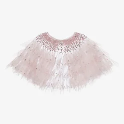 Girls Pink Pearl Tulle Cape