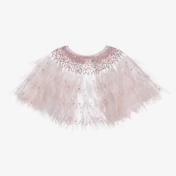 Girls Pink Pearl Tulle Cape