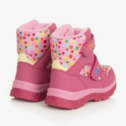 Girls Pink Polka Dot Print Snow Boots