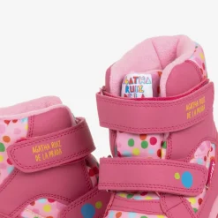 Girls Pink Polka Dot Print Snow Boots