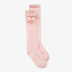 Girls Pink Pom-Pom Cotton Socks