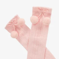 Girls Pink Pom-Pom Cotton Socks