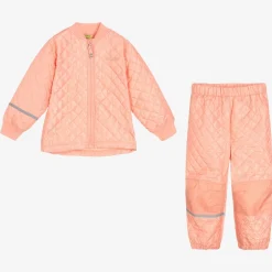 Girls Pink Quilted Jacket & Trouser Set