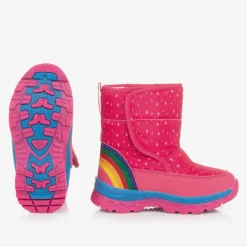Girls Pink Rainbow Snow Boots