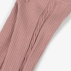 Girls Pink Ribbed Viscose Leggings