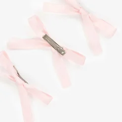Girls Pink Satin Bow Hair Clips (3 Pack)
