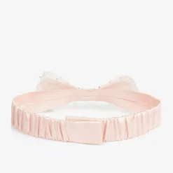Girls Pink Satin Sequin Bow Belt