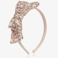 Girls Pink Sequin Bow Hairband