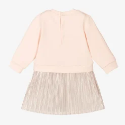 Girls Pink Sequin Logo Jersey Dress