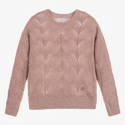 Girls Pink Sparkle Knit Sweater