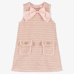 Girls Pink Sparkly Tweed Dress