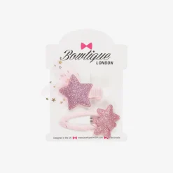 Girls Pink Star Hair Clips (2 Pack)