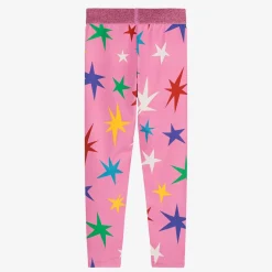 Girls Pink Star Print Leggings