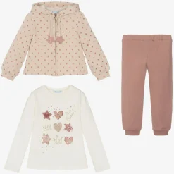 Girls Pink Star Print Tracksuit Set