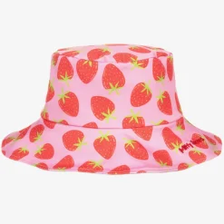Girls Pink Strawberry Bucket Hat (UPF 50+)