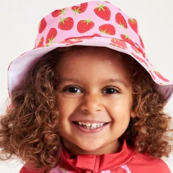Girls Pink Strawberry Bucket Hat (UPF 50+)