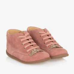 Girls Pink Suede Leather First Walker Boots