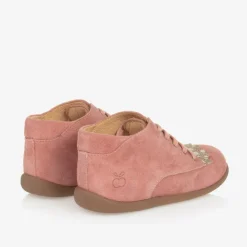 Girls Pink Suede Leather First Walker Boots