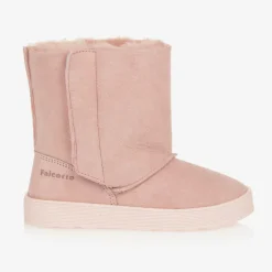 Girls Pink Suede Leather Boots