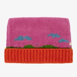Girls Pink Sunset Chenille Knit Hat