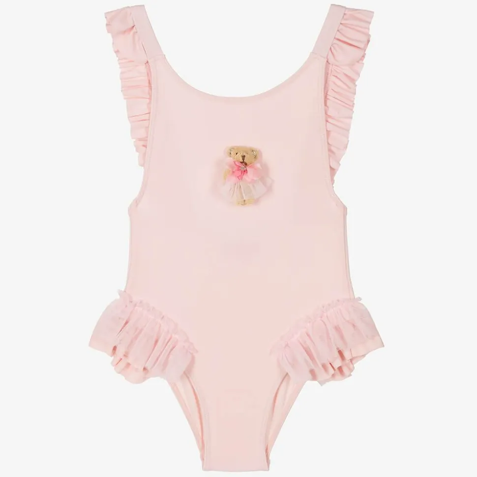 Girls Pink Teddy Bear Swimsuit