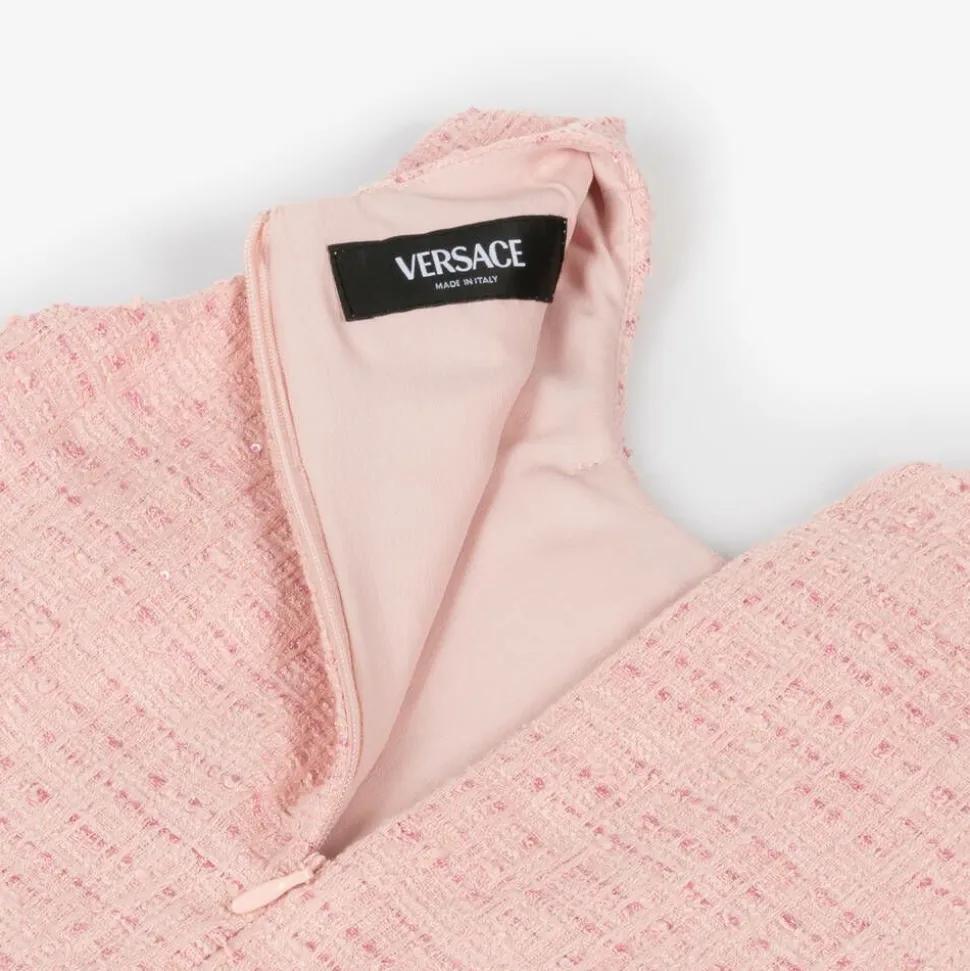 Girls Pink Tweed Dress