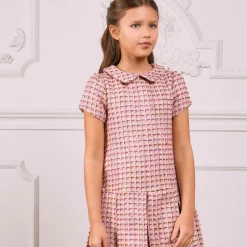 Girls Pink Tweed Dress