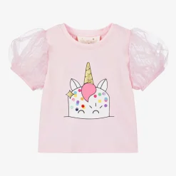 Girls Pink Unicorn Cake T-Shirt